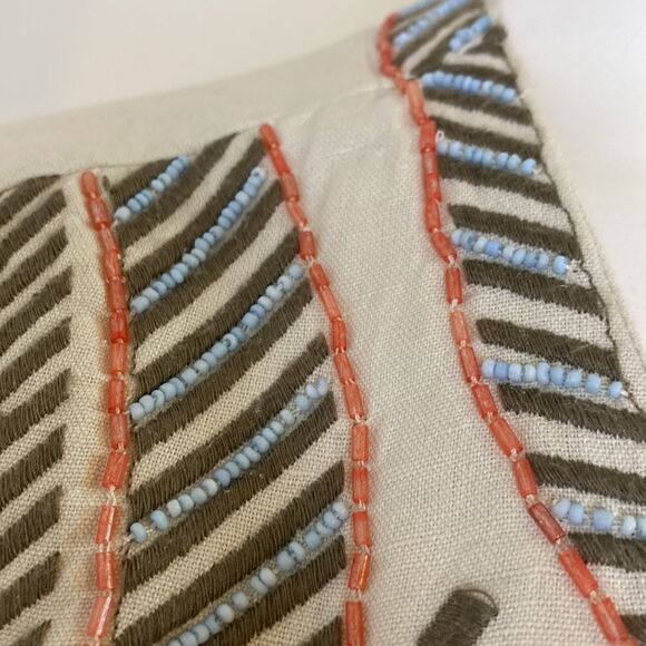 Chico’s Tan Cotton/Linen Jacket with Embroidery and Beading Large 14/16 … - Picture 3 of 9